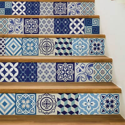 Zelfklevende stickers voor traptreden en stootborden - VINTAGE AZURE BLUE - 2 stroken van 12,5 x 87,5 cm