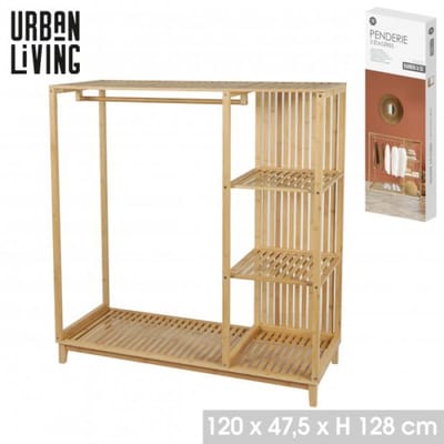 "BAMBOU & CO" BAMBOE GARDEROBE MET 3 PLANKEN 120X47.5XH128CM