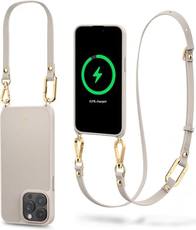 Spigen Hoesje Geschikt voor Apple iPhone 15 Pro Max - Cyrill Classic Charm - Compatibel met MagSafe - Back Cover met Koord Cream