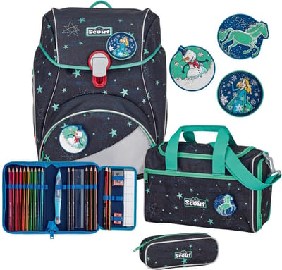 Scout schooltas LED Alpha Set 4-delig Sternenhimmel donkerblauw