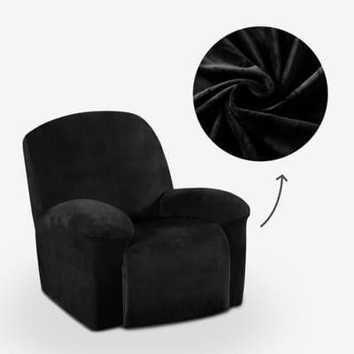 BankhoesDiscounter Velvet Recliner Fauteuil Hoes – Relaxzetel – M1 (60-95cm) – Zwart – Relax Sofa Hoes – Bank Beschermer – Zetel hoes