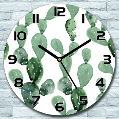 Coloray Wandklok - Cactusstruikgewas Glazen Klok - 30fi cm - Groente Wandklok - Wandklok Ronde - Wandklok Modern - Wandklok Keuken - Stille Wandklok