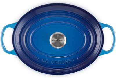 Le Creuset Braadpan Signature Ovaal Azure – Ø 31 cm / 6,3 Liter – Grote Gietijzeren Braadpan – Ovaal Design in Azure Blauw – Perfect voor Gezinsmaaltijden of Grote Braden – Geschikt voor Alle Warmtebronnen incl. Inductie