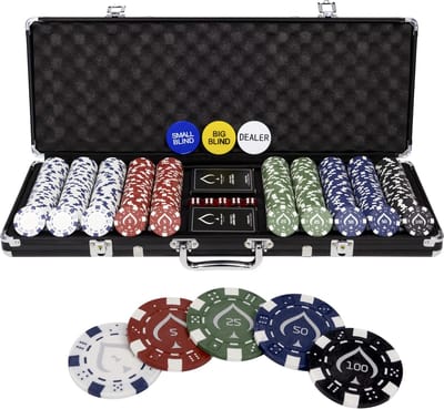 Texas' Finest Matt Black 500 Chips – Pokerkoffer Volwassenen – Inclusief casino Kaarten - Poker