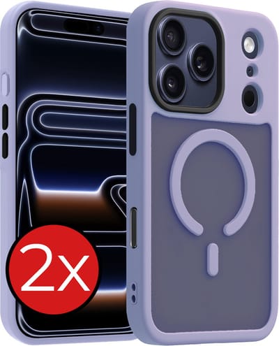 Hoesje - 2 Stuks - Geschikt voor iPhone 17 Pro / 18 Pro - Magsafe Compatible - Sterk & Shockproof - Shock Proof Case - Back Cover - Telefoon Hoes - Telefoonhoes - Lila
