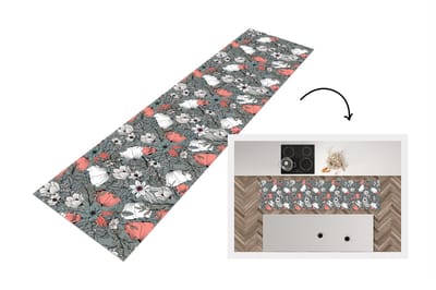 Keukenloper - Loper keuken - Klaproos - Schets - Vintage - 200x50 cm - Keukenloper vinyl
