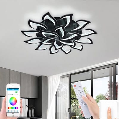 18 Sterren Plafondlamp Zwart - Met Afstandsbediening - Smart lamp - Dimbaar Met App - Woonkamerlamp - Moderne lamp - Plafonniere