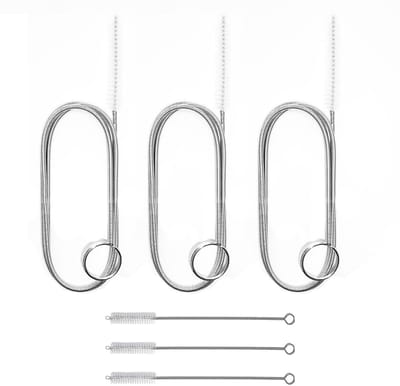 Dailygoods- Afvoerborstels 3 stuks - Rietborstels - Buisontstopperborstel - Spiraalreinigingsborstel - Roestvrij staal - 1,5 m lengte - Reinigingsborstel