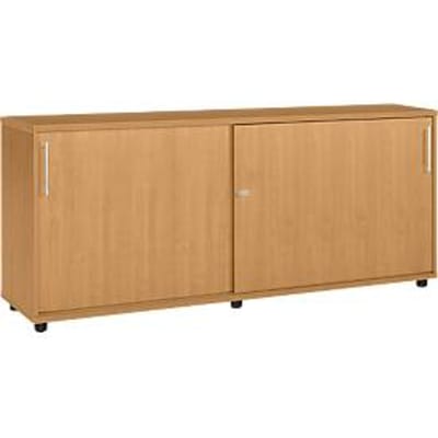 Schäfer Shop Select aanbouwkast met schuifdeuren, van hout, 2 legborden, B 1600 mm x D 421 x H 750 mm, beukenhout.