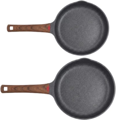 Pannenset - Hapjespannenset - Kookpannenset - Hapjespan 24 cm & 28 cm - Inductie Geschikt - Keramische Antiaanbaklaag - PFOA & PFAS Vrij - Krasbestendig - Met Schenktuit - Zwart
