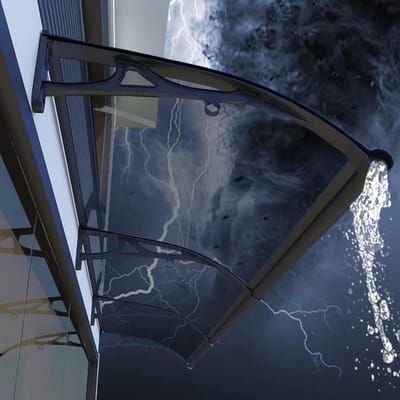 Raam Luifel - Deur Overkapping - Bescherming Buiten - Duurzame Polycarbonaat - 50x100cm - Grijs Zwart
