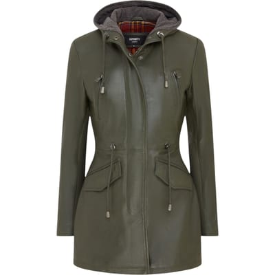 Groene, halflange parka met capuchon voor dames - Oakengates