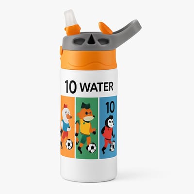 Klassieke 'il_1140xN.4680380511_m9e1' Drinkfles – Stijlvolle Drinkbeker voor Design Liefhebbers - Waterfles voor kinderen (wit/oranje)