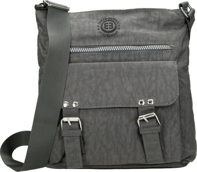 Enrico Benetti Crinkle Omhang Schoudertas Grijs veel ritsvakken Trendy Tas