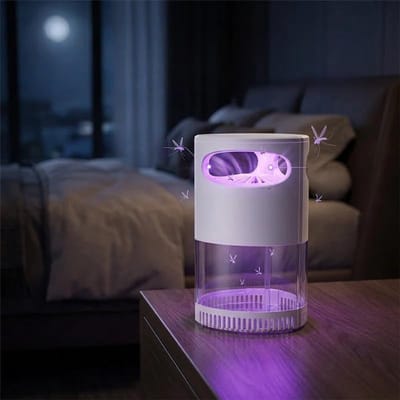 UV-muggenverdelgerlamp - Stille 360°-omnidirectionele insectenvanger - USB-aangesloten - Veilig voor kinderen en huisdieren - Elektrische muggenwerende lamp voor binnen - kamperen en terras - Wit