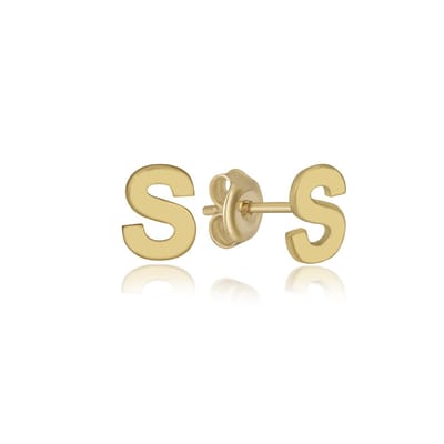 Gold Plated Letter S Initial Oorknoppen Zilveren (zilvergehalte 925 Sterling) (goudkleurig)