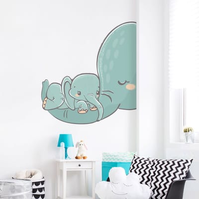 Muurstickers - Olifant en baby - Zelfklevende stickers - 165x110cm