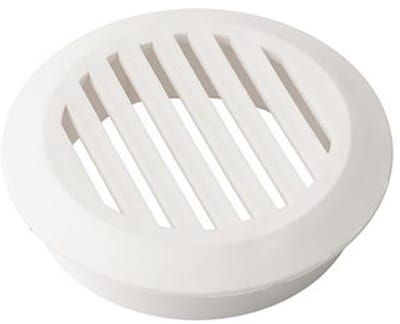 Ventilatierooster rond wit – set van 10 zwarte ventilatieroosters - diameter 50 mm – kunststof – met afdekrand – voor kasten en meubels