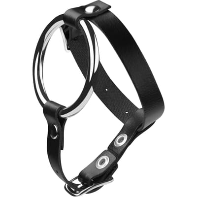 Rimba - Leren Penisbandje Met Metalen Cockring En Ballenspreider 35 mm