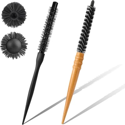 2 Stuks Ronde Haarborstel, Mini Föhnborstel voor Dun Haar, Professionele Styling Borstel voor Baard en Krullen