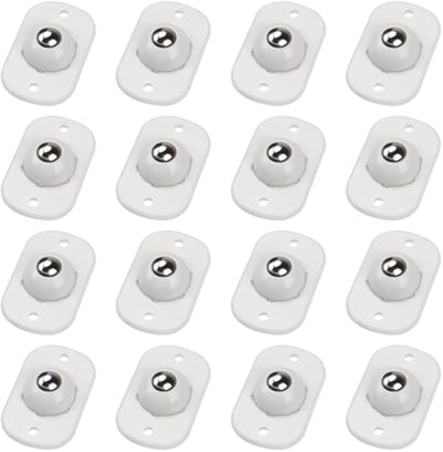 16-delige Zelfklevende Mini Wieltjes (Wit) – 360° Draaiende Universele Rollen voor Keukenapparaten/Vuilnisbakken/Meubels