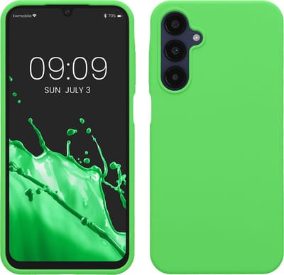 kwmobile telefoonhoesje geschikt voor Samsung Galaxy A25 - Hoesje met siliconen coating - Smartphone case in limoengroen