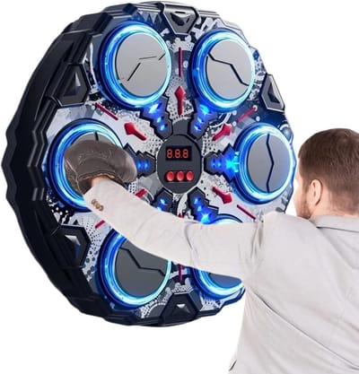 Muzikale Boksmachine - Bokstrainer Interactief - Fitness Thuis - Real-time Feedback - 33 x 7 cm - Zilverkleurig