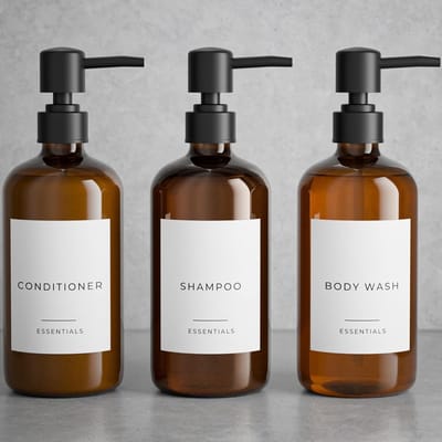 Famanu – Moderne navulbare shampoo- en zeepdispensers 600 ml – Set van 3 – Met pomp