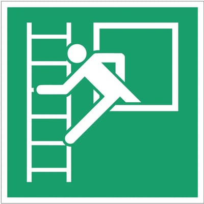 Noodraam vluchtladder links bord – E016 | gecoat dibond materiaal | 10 x 10 cm