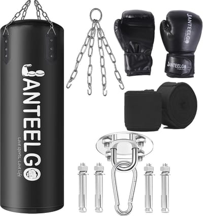 Hangende Bokszak 100 cm - Duurzaam PU-leer voor MMA, Kickboksen en Karate - Inclusief Montageaccessoires