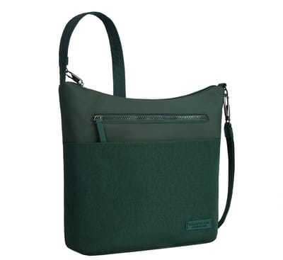 Travelon Metro Anti-Diefstal Crossbody Schoudertas - Grote Dames Schoudertas met RFID & Tablet Vak - 7,5L - Donkergroen