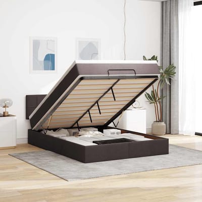 vidaXL - Ottoman - bed - met - matras - 140x200cm - stof - donkerbruin