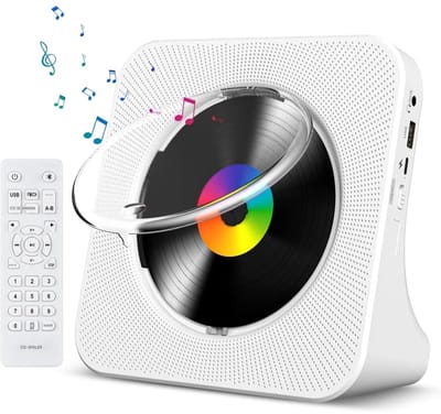 GELLDG CD speler - Ingebouwde dubbele HiFi-luidsprekers - Met Bluetooth - FM-radio - AUX-koptelefoonaansluiting - led-display - draagbare cd-speler - geschikt voor studeren en yoga - Wit