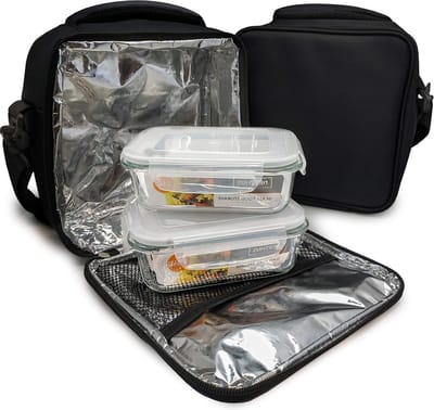 Lunch Bag Black 2 Rec.- Waterdicht- en Duurzaam Weefsel- Eenheidsmaat- NERTHUS FIH 464 Portable Lunch Bag
