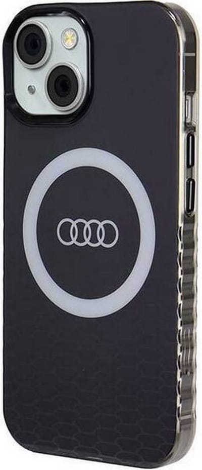 Audi IML Big Logo Back Case (MagSafe Compatible) - Geschikt voor Apple iPhone 15 (6.1") - Zwart