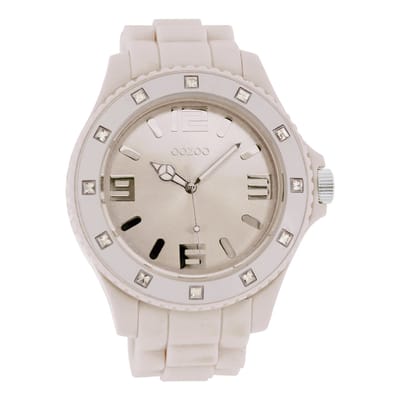 OOZOO Timepieces - Oud roze horloge met oud roze rubber band - C4338