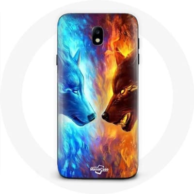 Samsung Galaxy J3 2017 hoesje IJswolf en Vuurwolf