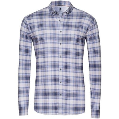 Desoto Overhemd Multi Fine Lines Check Beige-Blauw / male