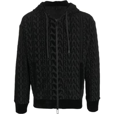 Emporio Armani Effen Kleur Casual Hooded Rits Trui Heren truien Donker-Zwart 6L1MN0-1JJWZ-F025 S black