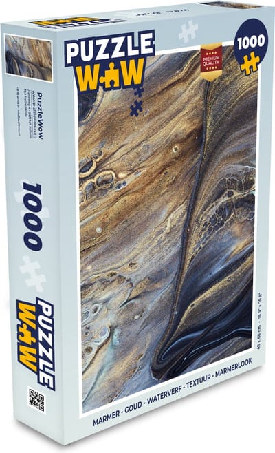 Puzzel Marmer - Goud - Waterverf - Textuur - Marmerlook - Legpuzzel - Puzzel 1000 stukjes volwassenen