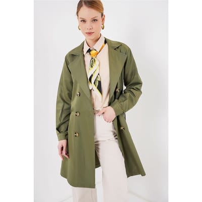Dubbelbreasted Elastische Trenchcoat