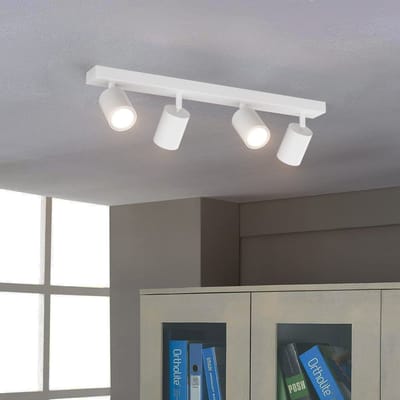 Plafondspot GU10, plafondlamp, 4 spots, wit, draaibaar, moderne plafondlamp, plafondverlichting voor binnen, voor keuken, slaapkamer, woonkamer, lengte: 54 cm, lamp niet inbegrepen
