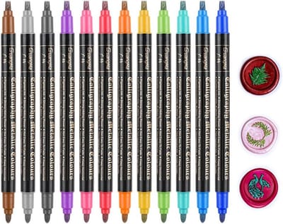 Wax seal pen set - 12 kleuren metallic - dubbele punt - perfect voor brieven en uitnodigingen - SnelShoppen