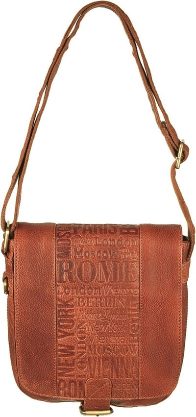 Bull & Hunt-Tas-Leer-Crossbody tas-Schouder tas-1 tas 2 stijlen-23cmx21cmx7cm-Cognac