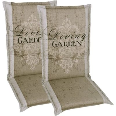 GO-DE TEXTIL Tuinkussen (Stoelkussens voor stoelen met een lange rugleuning, Beige)