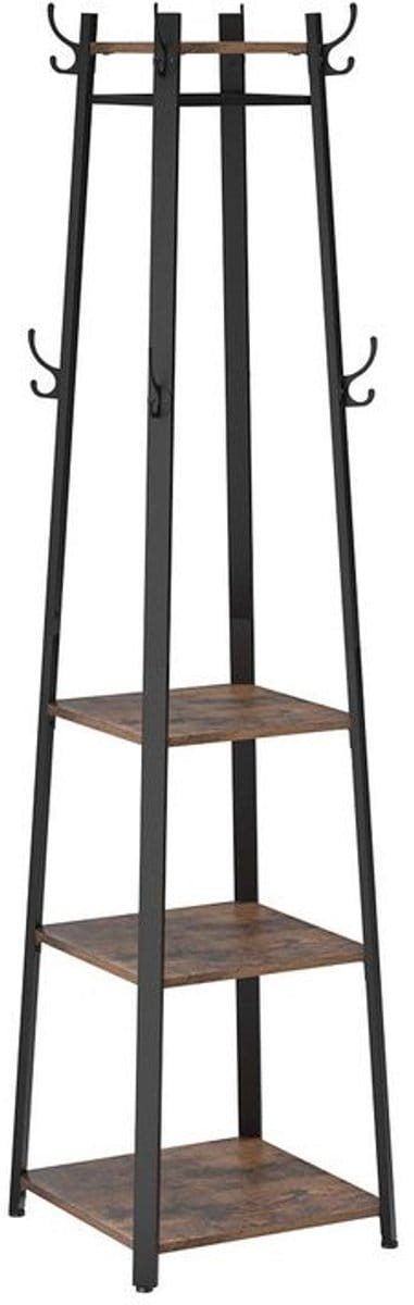 MAZAZU - Kapstok - Kledingrek - 3 planken - Grijs en Zwart - 43x43x180