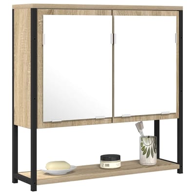 vidaXL - Badkamerspiegel - Beige - 60 - x - 16 - x - 60 - cm - Glas - en - Geengineerd - Hout