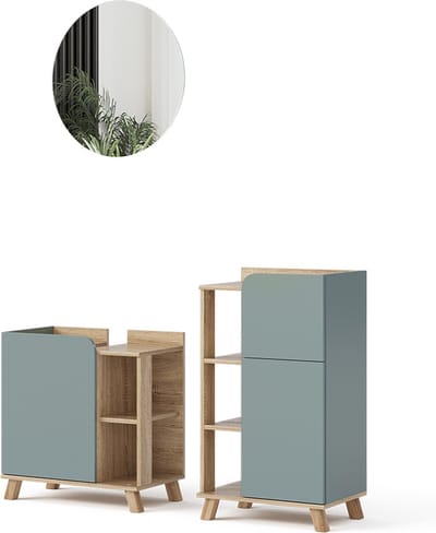 Vicco Badkamermeubelset Karen, Sonoma/Blauw, 3-delig