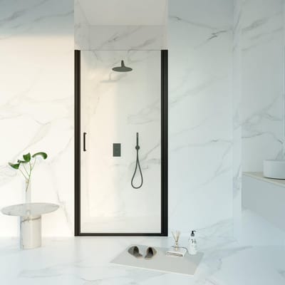 FugaFlow Eccelente Vetro Douchedeur - 60x200 - Profiel veiligheidsglas - anti kalk - mat zwart