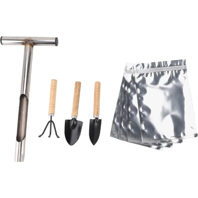 Bodemmonster Sonde RVS T-Handvat Bodemtestkits met 4 Herbruikbare Monsterzakken 3 Tuin gray